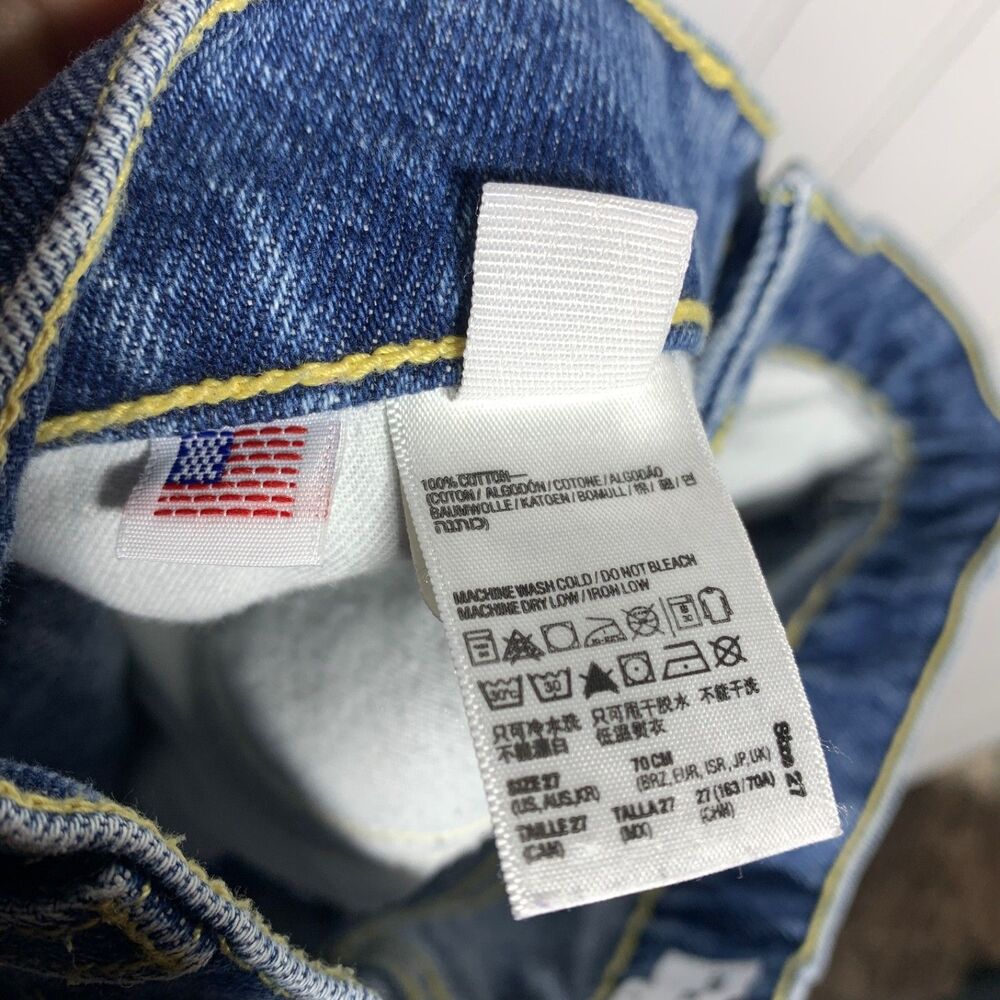 American Apparel High Rise Cuff Light Wash Denim Shorts 27 Classic Preppy Beach - Picture 7 of 7